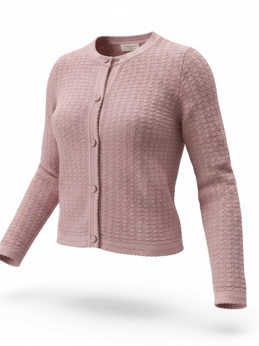 Elegant Light Pink Button-Up Knit Cardigan